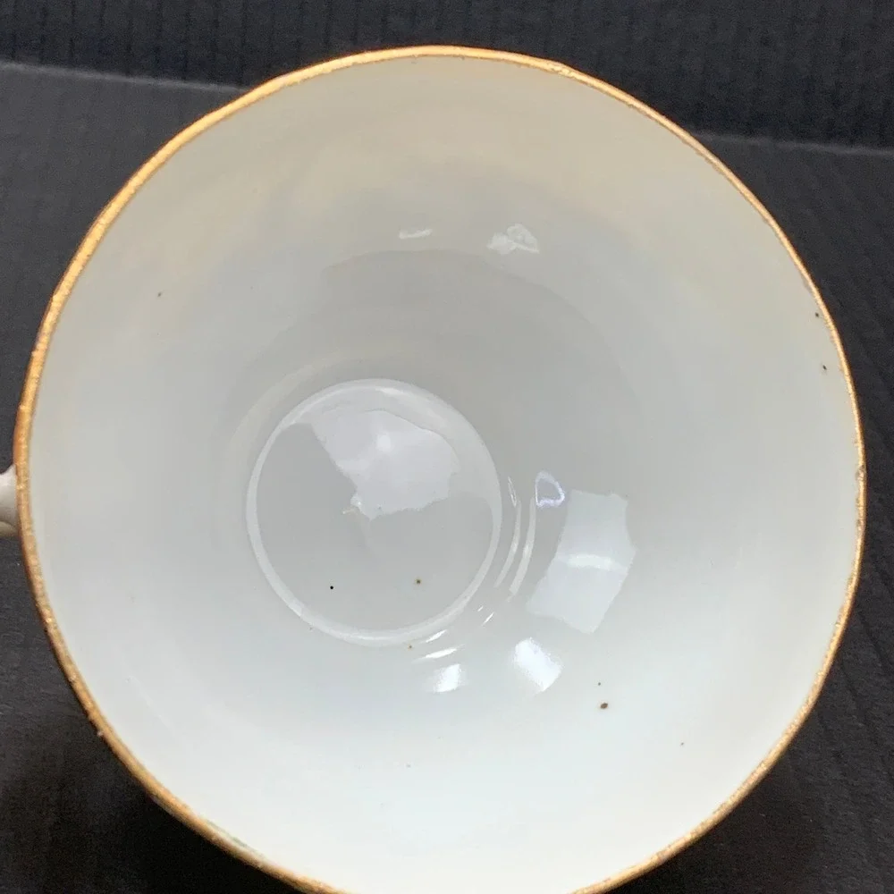 Vintage Made in Japan Porcelain Tea Cups‎ Set of 2 Painted Landscape Gold Trim